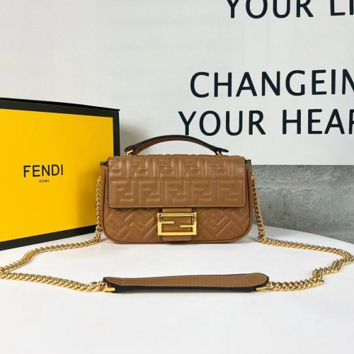 Fendi Baguette nappa leather bag F0881 brown