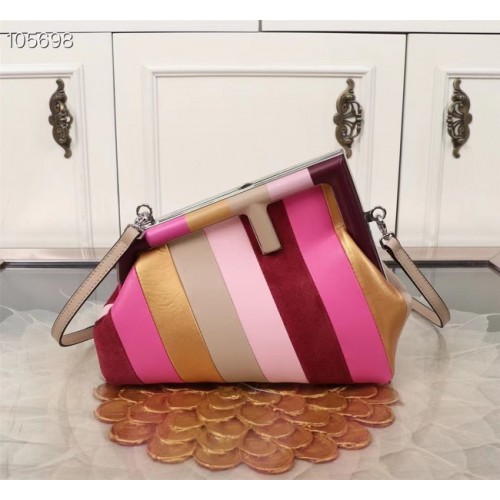 Fendi First Medium Leather bag with multicolor inlay 8BP127A multicolor