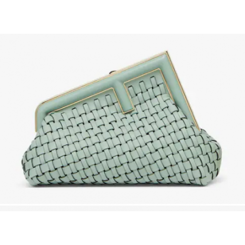 Fendi First Small Mint green leather interlace bag 8BP129A green
