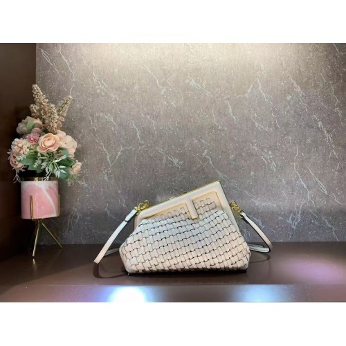 Fendi First Small leather interlace bag 8BP129A cream