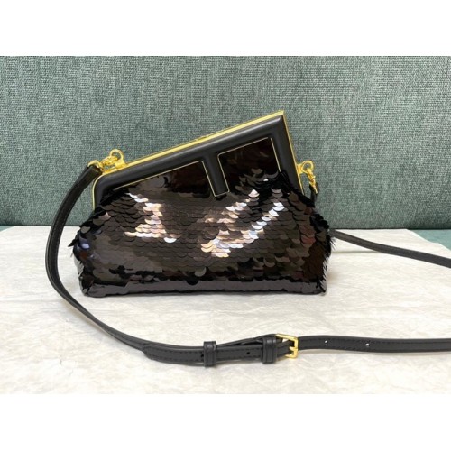 Fendi First Small sequinned bag 8BP129 black