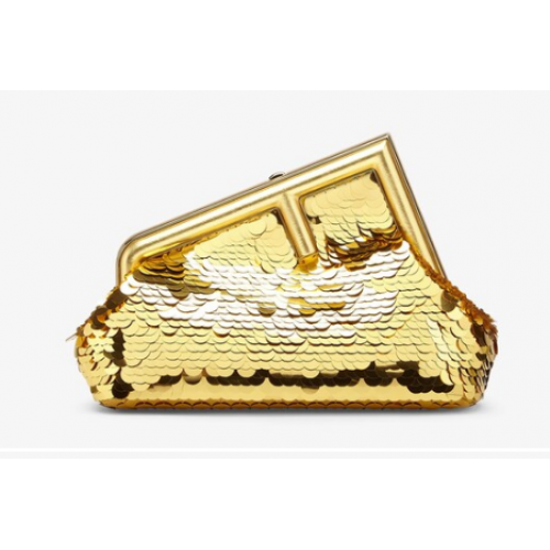 Fendi First Small sequinned bag 8BP129 gold