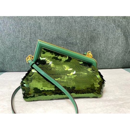Fendi First Small sequinned bag 8BP129 green