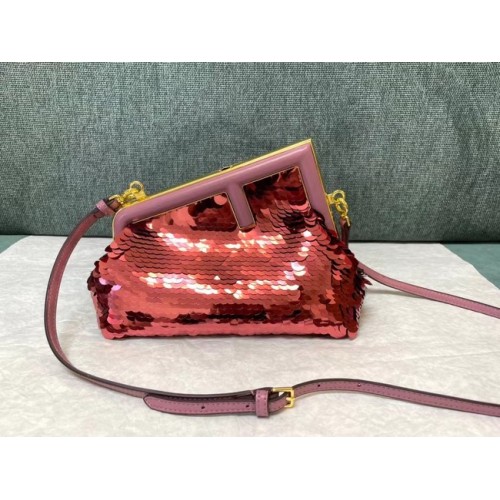 Fendi First Small sequinned bag 8BP129 red