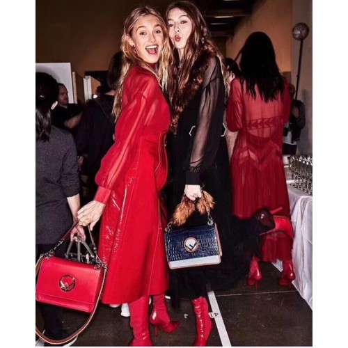 Fendi KAN I Calfskin Leather Bag FD2670 Red