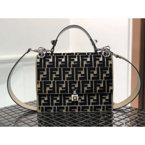Fendi KAN I Multicolor fabric bag 8BT283A black&Khaki