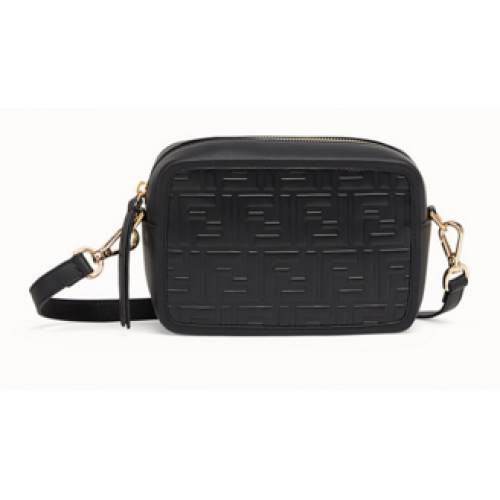 Fendi MINI CAMERA CASE Black leather bag 8BS019A