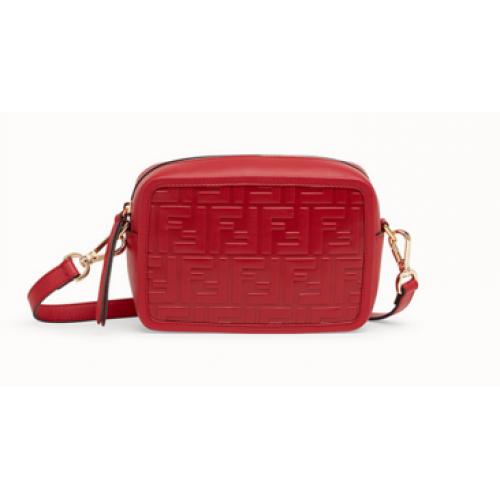 Fendi MINI CAMERA CASE Red leather bag 8BS019A