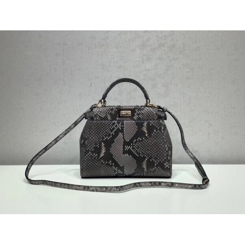 Fendi MINI PEEKABOO Handbag asphalt-grey pytho 8BN244K