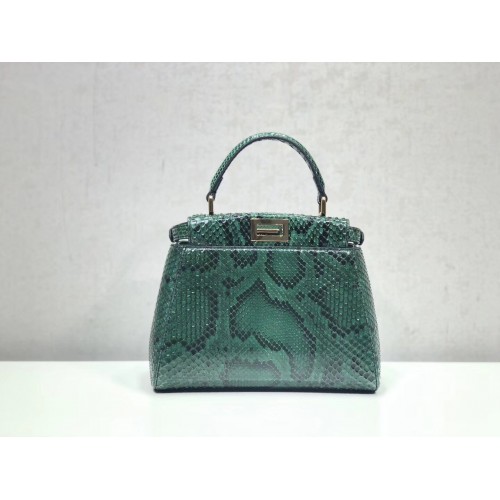 Fendi MINI PEEKABOO Handbag python 8BN244K green
