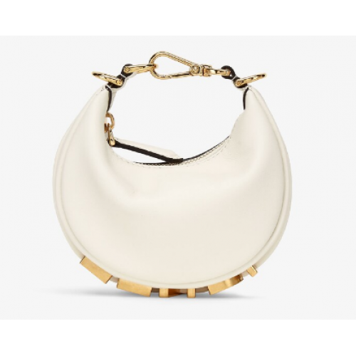 Fendi Nano Fendigraphy White leather charm 7AS089A