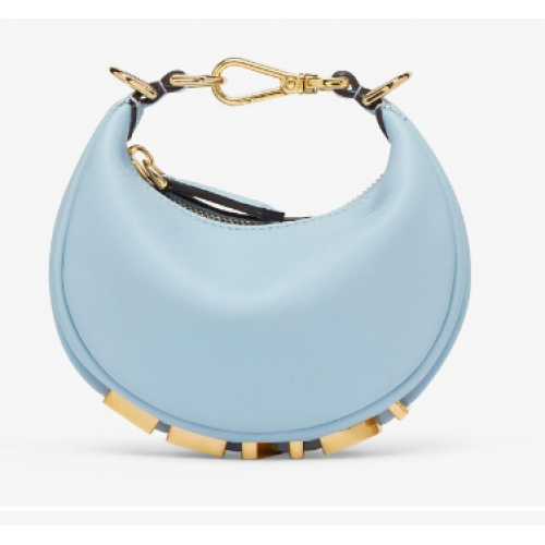 Fendi Nano Fendigraphy light blue leather charm 7AS089A