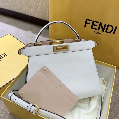 Fendi PEEKABOO ISEEU EAST-WEST WHITE leather bag 8BN323