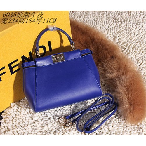Fendi Peekaboo Bag Smooth Leather FD6035 Blue