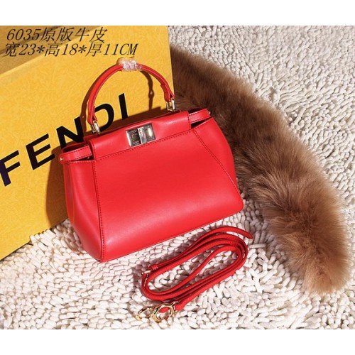 Fendi Peekaboo Bag Smooth Leather FD6035 Red