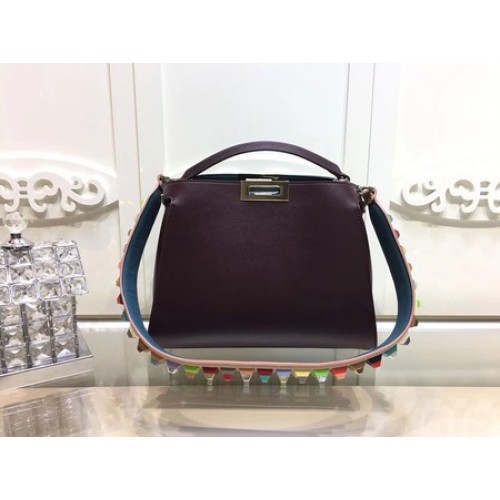 Fendi Peekaboo Bags Original Leather F3659 Wine