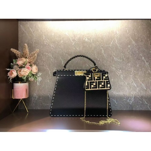 Fendi Peekaboo ISeeU MEDIUM leather bag F8637 black