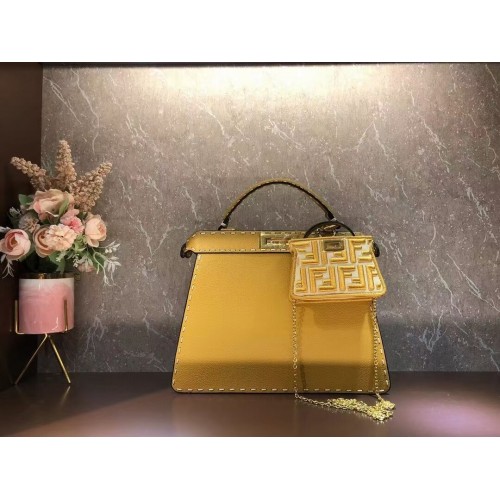 Fendi Peekaboo ISeeU MEDIUM leather bag F8637 yellow