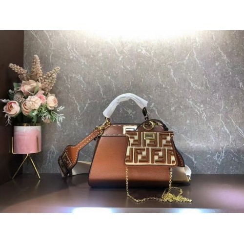 Fendi Peekaboo ISeeU Small leather bag F8636 brown
