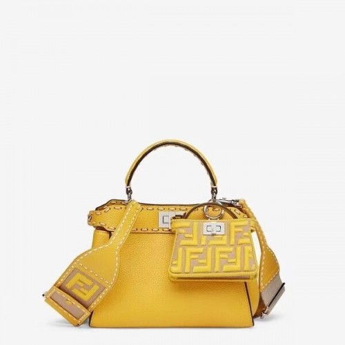 Fendi Peekaboo ISeeU Small leather bag F8636 yellow