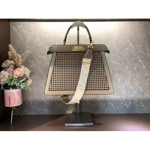 Fendi Peekaboo ISeeU perforated leather bag F1658 apricot