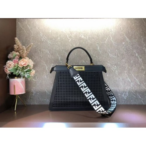 Fendi Peekaboo ISeeU perforated leather bag F1658 black