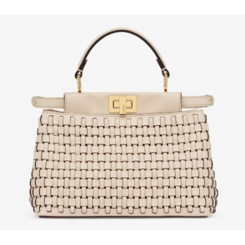 Fendi Peekaboo Mini braided leather bag 8BN244A Beige
