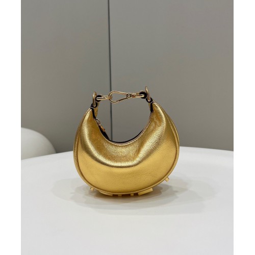 Fendi Praphy Original Leather Big FENDI Logo Mini Bag 80056S Gold