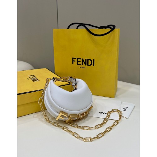 Fendi Praphy Original Leather Big FENDI Logo Mini Bag 80056S White
