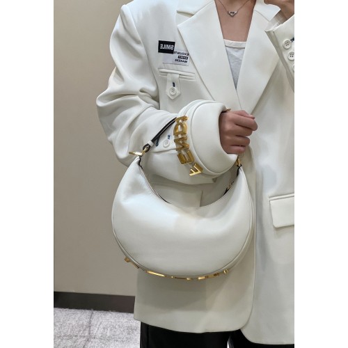 Fendi Praphy Original Leather Big Logo Bag 80056M White