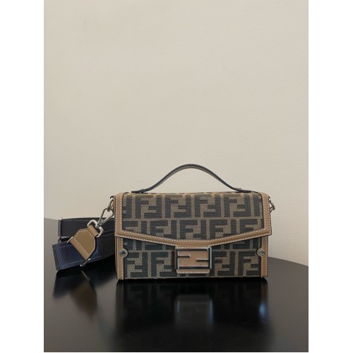 Fendi Small Boston bag in dove gray tapestry fabric 8BS5568A