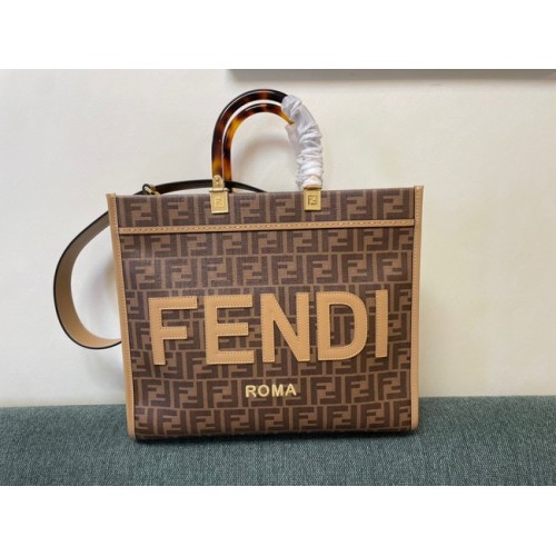 Fendi Sunshine Medium brown leather shopper 8BH386