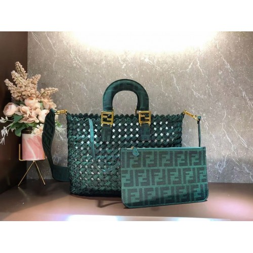 Fendi Weave Bag F6501 blackish green