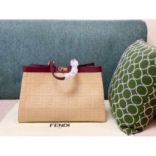 Fendi X-Tote houndstooth wool shopper with FF embroidery 8BH374A Beige