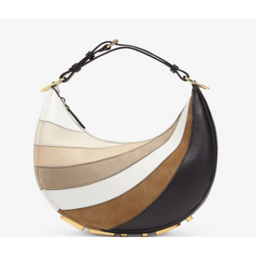 Fendi graphy Small Leather bag with beige and brown inlay 8BR798A