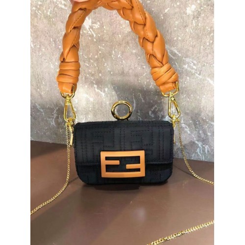 Fendi mini BAGUETTE cotton bag F6550 black