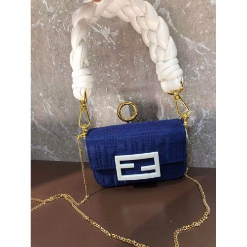 Fendi mini BAGUETTE cotton bag F6550 blue