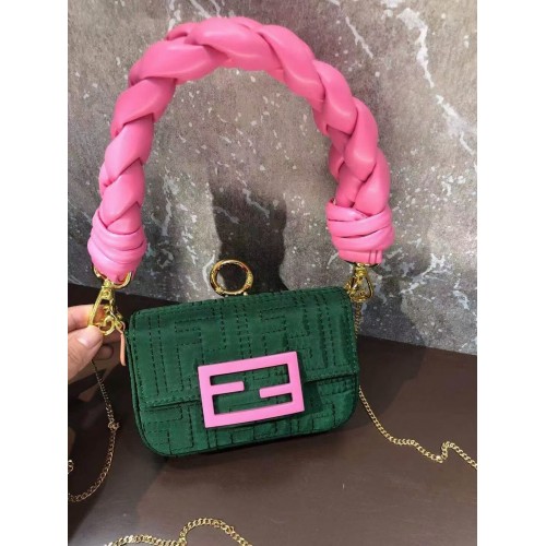Fendi mini BAGUETTE cotton bag F6550 green