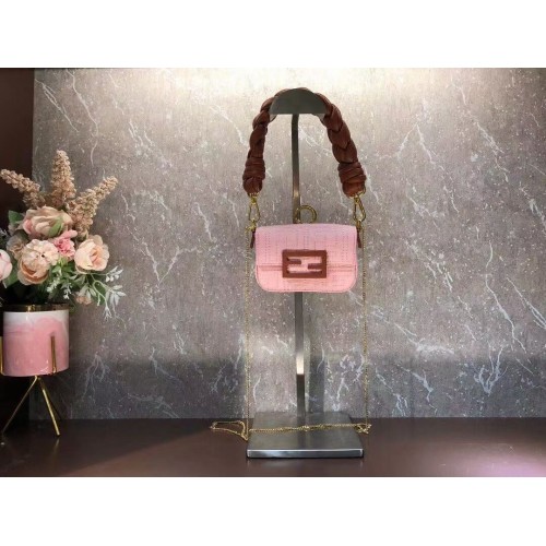 Fendi mini BAGUETTE cotton bag F6550 pink