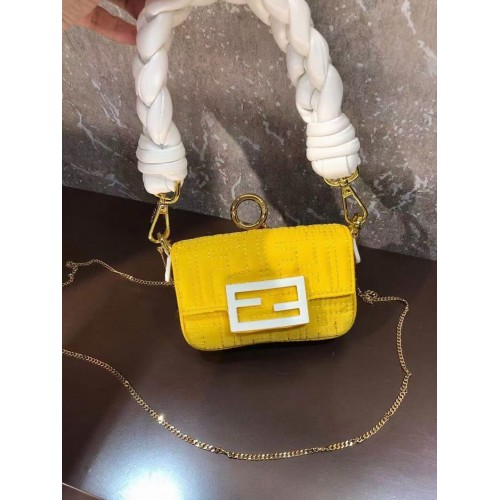 Fendi mini BAGUETTE cotton bag F6550 yellow