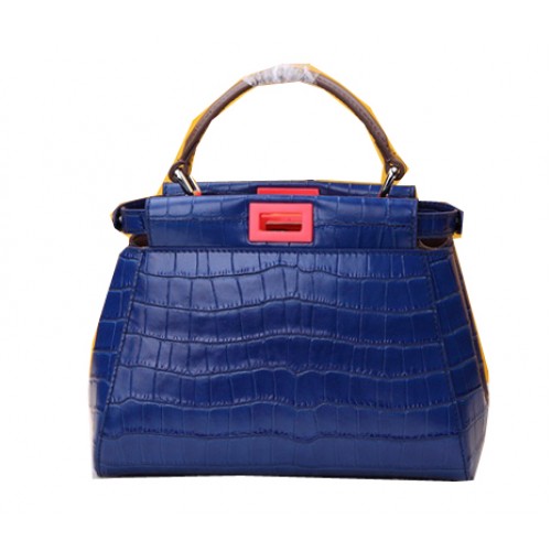 Fendi mini Peekaboo Bag Croco Leather F520885 Blue