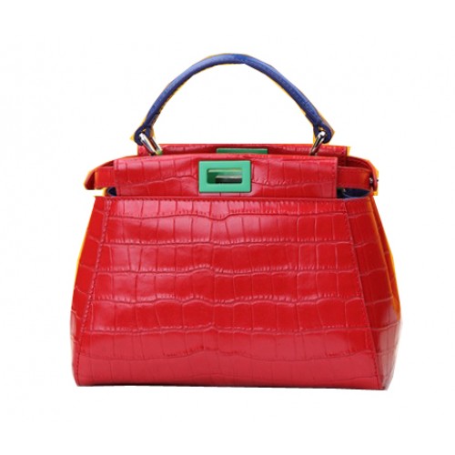 Fendi mini Peekaboo Bag Croco Leather F520885 Red