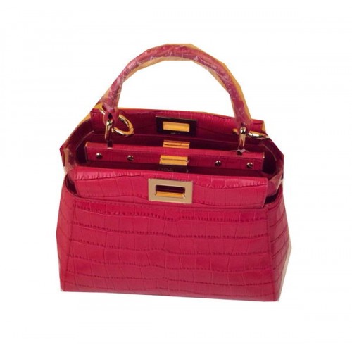 Fendi mini Peekaboo Bag Croco Leather F520885 Rose
