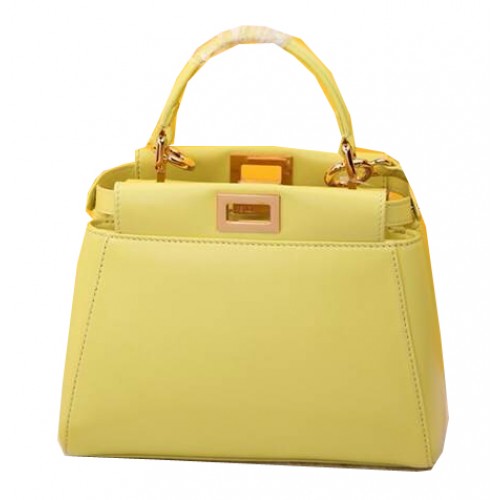 Fendi mini Peekaboo Bag Sheepskin Leather F520885 Lemon