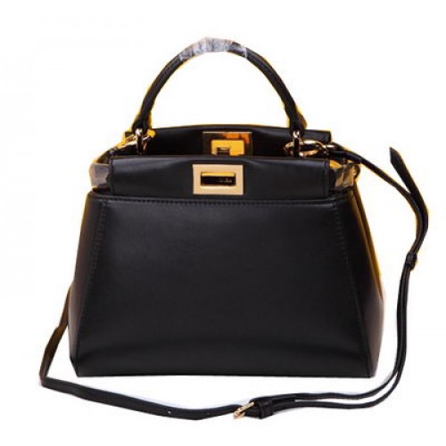 Fendi mini Peekaboo Bag Sheepskin Leather FD520885 Black