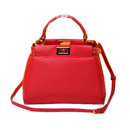 Fendi mini Peekaboo Bag Sheepskin Leather FD520885 Red