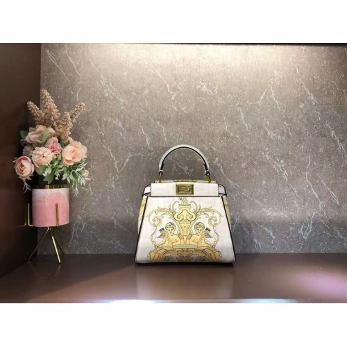 Fendi mini Peekaboo printed silk bag bag F1952 Beige
