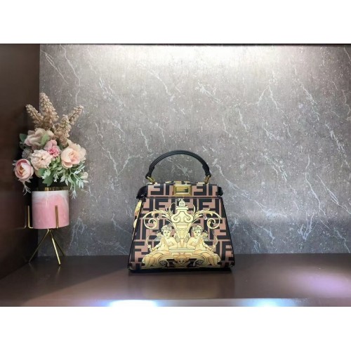 Fendi mini Peekaboo printed silk bag bag F1952 brown