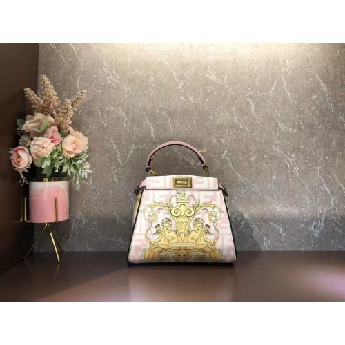 Fendi mini Peekaboo printed silk bag bag F1952 pink