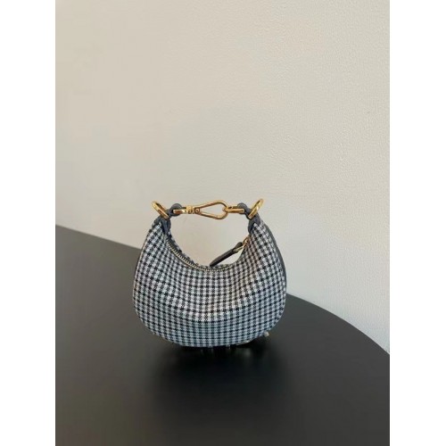 Fendigraphy Small Gold laminated leather bag 8BR798A black&white